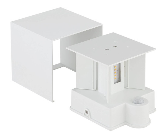 Globo LED Außenleuchte Veronika 2-flammig 2x 3W Bewegungsmelder IP54 warmweiss Weiß Aluminium Druckguss 12,5x10cm