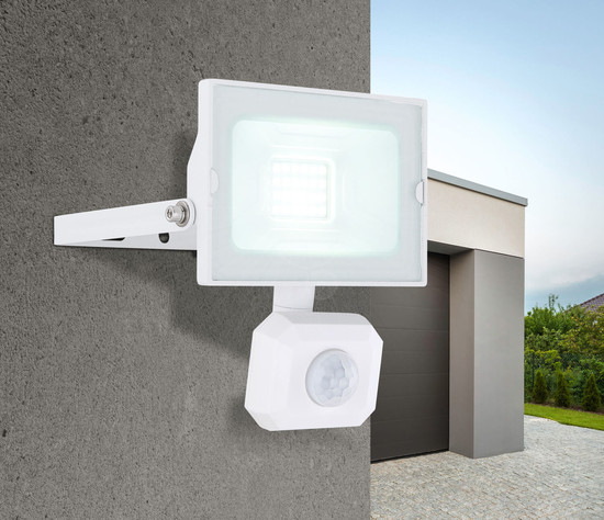 Globo Helga I LED Außenleuchte 20W Tageslichtweiß IP44 Weiß, Aluminium Druckguss Bewegungssensor 13cm 34248WS