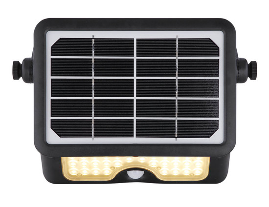Globo Solarleuchte Kunststoff Schwarz, 1Xled LED Solarleuchte 5W Warmweiß IP65 Schwarz Bewegungssensor 3,4cm 36483