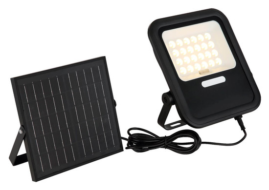 Globo LED Solarleuchte Gridon 6,5W dimmbar Fernbedienung Akku IP65 warmweiss Schwarz matt Glas 25x24cm