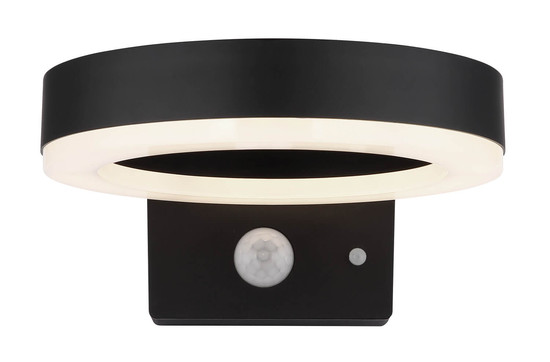 Globo Solarleuchte Kunststoff Schwarz Matt, 1Xled LED Solarleuchte 6W Neutralweiß IP44 Schwarz Matt Bewegungssensor Ø16cm 36507K