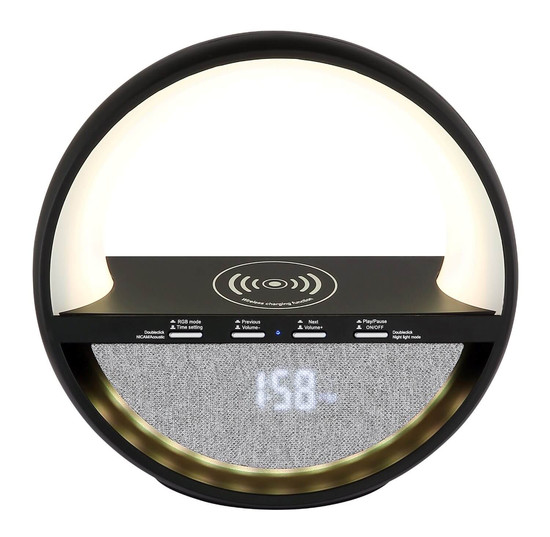 Globo LED Tischleuchte Soundra RGB LED 3,5W dimmbar Akku Schwarz matt 20x18cm