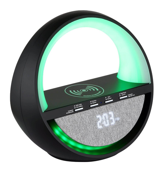 Globo LED Tischleuchte Soundra RGB LED 3,5W dimmbar Akku Schwarz matt 20x18cm