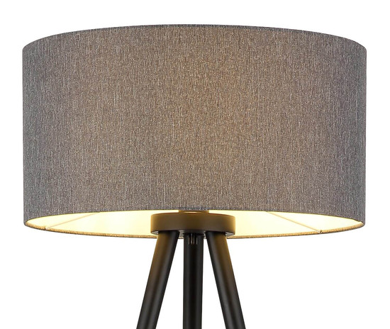 Globo Stehleuchte Stabilo E27 Schwarz matt anthrazit Holz Textil 148cm