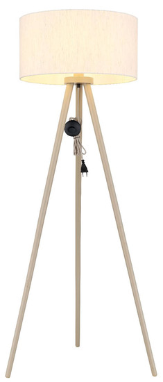 Globo Stehleuchte Stabilo E27 Sandfarben matt naturfarben Holz 148cm
