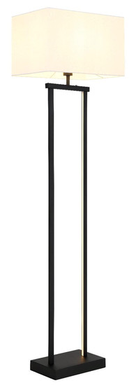 Globo Stehleuchte Sydney E27 + LED 25W dimmbar warmweiss Schwarz matt weiß Metall Textil 153cm