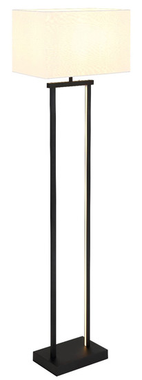 Globo Stehleuchte Sydney E27 + LED 25W dimmbar warmweiss Schwarz matt weiß Metall Textil 153cm