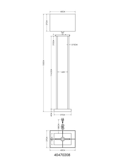 Globo Stehleuchte Sydney E27 + LED 25W dimmbar warmweiss Schwarz matt weiß Metall Textil 153cm
