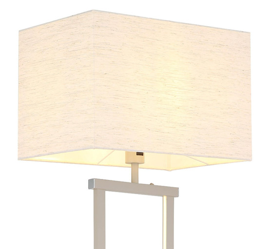 Globo Stehleuchte Sydney E27 + LED 25W dimmbar warmweiss Sandfarben matt naturfarben Metall Leinen 153cm