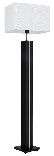 Globo Stehleuchte Forest E27 + LED 17W dimmbar warmweiss Holzoptik dunkel weiß MDF Textil 150cm