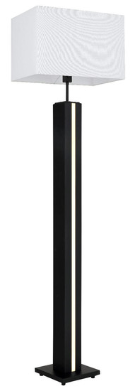 Globo Stehleuchte Forest E27 + LED 17W dimmbar warmweiss Holzoptik dunkel weiß MDF Textil 150cm