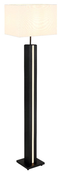 Globo Stehleuchte Forest E27 + LED 17W dimmbar warmweiss Holzoptik dunkel weiß MDF Textil 150cm