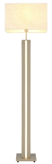 Globo Stehleuchte Forest E27 + LED 17W dimmbar warmweiss Sandfarben matt naturfarben MDF Leinen 150cm