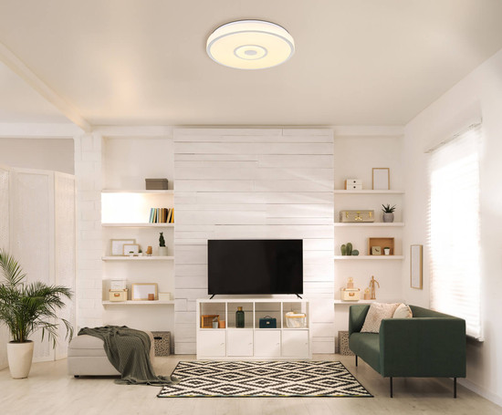 Globo Astania LED Deckenleuchte 24W Warmweiß Weiß, Metall Sparkle-Dekor Ø38cm 41264