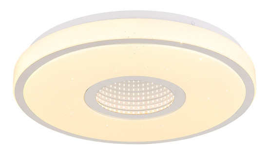 Globo Astania LED Deckenleuchte 24W Warmweiß Weiß, Metall Sparkle-Dekor Memoryfunktion Ø38cm 41264T