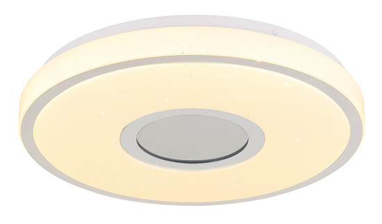 Globo Astania LED Deckenleuchte 24W Warmweiß Weiß, Metall Sparkle-Dekor Memoryfunktion Ø38cm 41264T