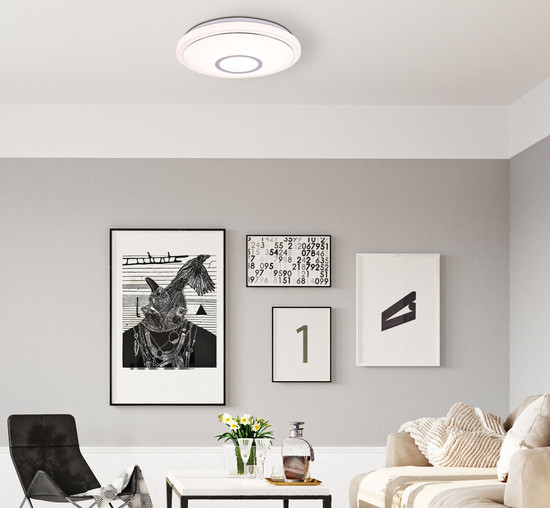 Globo Solesino LED Deckenleuchte 18W CCT Weiß, Metall Sparkle-Dekor Ø40cm 41386-16BH