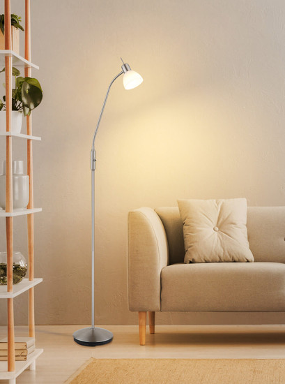 Globo Malte E14 Stehleuchte 5W Warmweiß Nickel Matt, Metall Ø10cm 41490101