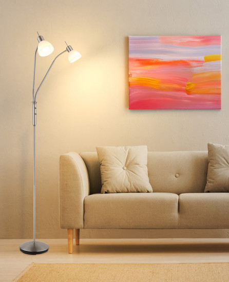 Globo Malte E14 Stehleuchte 2-fach 5W Warmweiß Nickel Matt, Metall Ø10cm 41490201