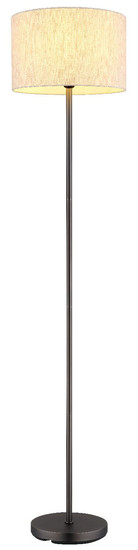 Globo Stehleuchte Thea E27 Schwarz-chrom matt cremefarben Metall Leinen 160cm
