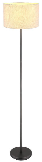 Globo Stehleuchte Thea E27 Schwarz-chrom matt cremefarben Metall Leinen 160cm