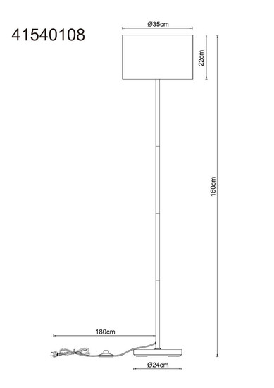 Globo Stehleuchte Thea E27 Schwarz-chrom matt cremefarben Metall Leinen 160cm