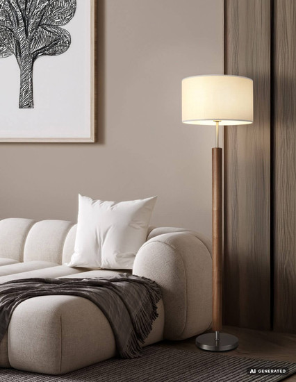 Globo Stehleuchte Mila E27 Nickel matt weiß Metall Textil 150cm