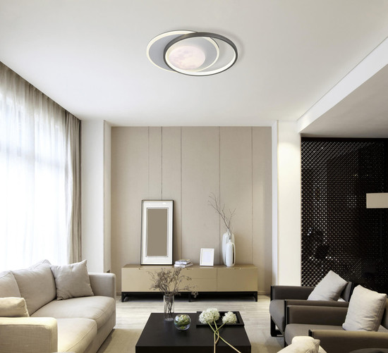 Globo Moon LED Deckenleuchte 30W Neutralweiß Schwarz Matt, Metall 8,3cm 41785