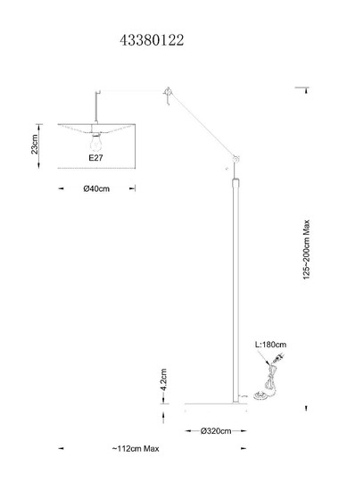 Globo Stehleuchte Rom E27 Sandfarben beige Metall Leinen 200cm