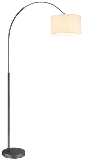 Globo Stehleuchte Thea E27 Schwarz-chrom matt cremefarben Metall Leinen 195cm