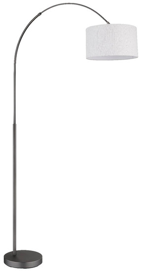 Globo Stehleuchte Thea E27 Schwarz-chrom matt cremefarben Metall Leinen 195cm