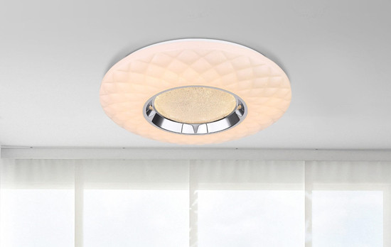 Globo LED Deckenleuchte Magnifique 30W dimmbar Fernbedienung CCT warm-/tageslichtweiss Weiß opal sparkle Metall Ø49cm