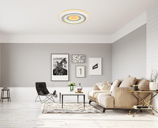 Globo LED Deckenleuchte Sabatino 46W dimmbar Fernbedienung CCT warm-/tageslichtweiss Weiß anthrazit Metall Ø50cm