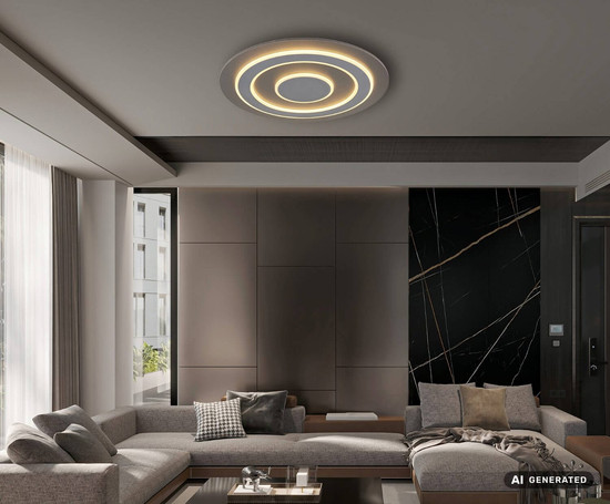 Globo LED Deckenleuchte Jayden 50W warmweiss Anthrazit gebürstet grau gebürstet MDF Ø60cm