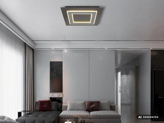 Globo LED Deckenleuchte Jayden 40W warmweiss Anthrazit gebürstet grau gebürstet Metall MDF 48x48cm