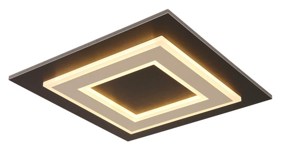 Globo LED Deckenleuchte Jayden 24W warmweiss Schwarz matt dunkelbraun gebürstet Metall MDF 32x32cm