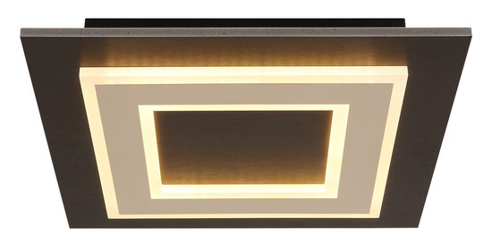 Globo LED Deckenleuchte Jayden 24W warmweiss Schwarz matt dunkelbraun gebürstet Metall MDF 32x32cm