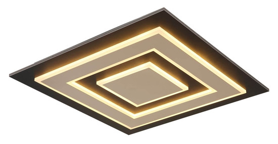 Globo LED Deckenleuchte Jayden 40W warmweiss Schwarz matt dunkelbraun gebürstet Metall MDF 48x48cm