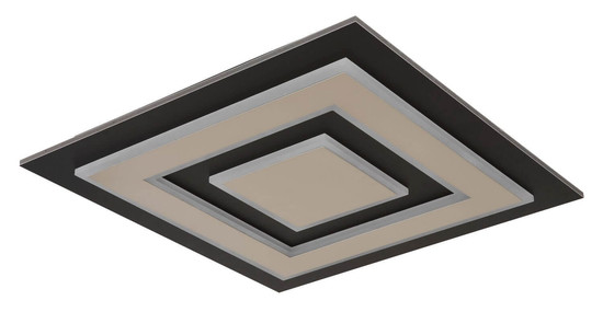 Globo LED Deckenleuchte Jayden 40W warmweiss Schwarz matt dunkelbraun gebürstet Metall MDF 48x48cm
