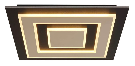 Globo LED Deckenleuchte Jayden 40W warmweiss Schwarz matt dunkelbraun gebürstet Metall MDF 48x48cm