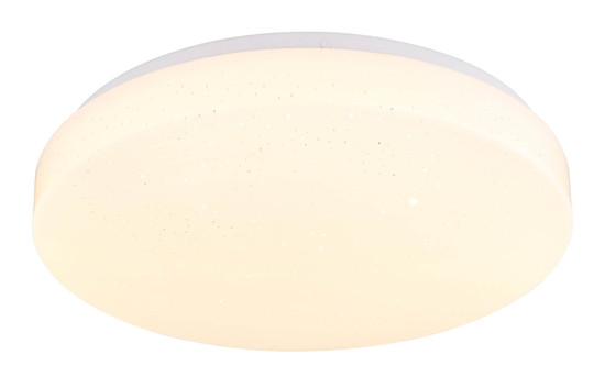 Globo Warata LED Deckenleuchte 12W Warmweiß Weiß Matt, Metall Fernbedienung Nachtlicht Sparkle-Dekor Memoryfunktion Ø33cm 48037RGB