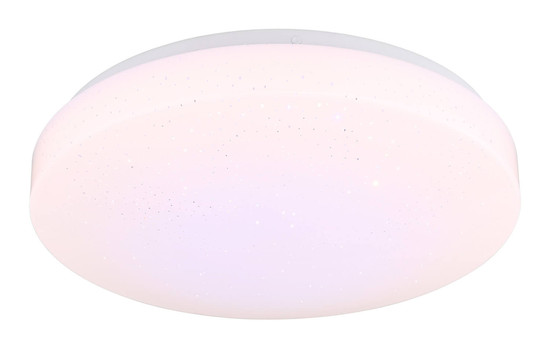 Globo Warata LED Deckenleuchte 12W Warmweiß Weiß Matt, Metall Fernbedienung Nachtlicht Sparkle-Dekor Memoryfunktion Ø33cm 48037RGB