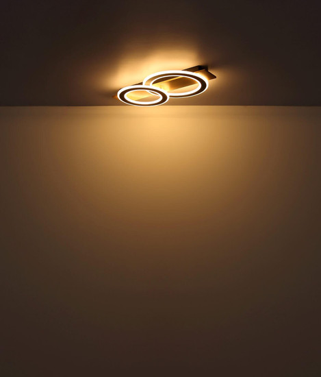 Globo LED Deckenleuchte Jayden 40W warmweiss Holzoptik dunkel schwarz matt Metall 63x35cm
