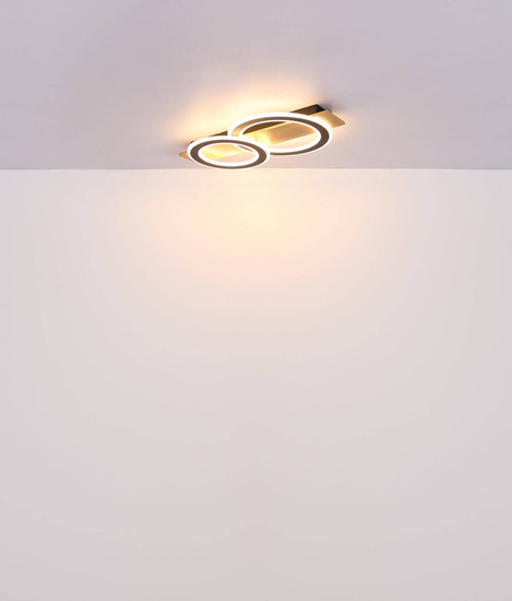 Globo LED Deckenleuchte Jayden 40W warmweiss Holzoptik dunkel schwarz matt Metall 63x35cm