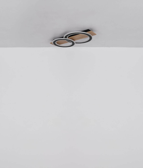 Globo LED Deckenleuchte Jayden 40W warmweiss Holzoptik dunkel schwarz matt Metall 63x35cm