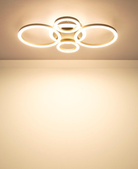 Globo LED Deckenleuchte Loretta 40W CCT warm-/neutral-/tageslichtweiss Kaffeefarben matt champagnerfarben matt Metall 53x35,5cm