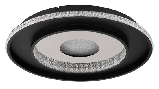 Globo LED Deckenleuchte Marsh 30W dimmbar Fernbedienung CCT warm-/tageslichtweiss Schwarz matt klar Metall Kunststoffkristalle Ø52,5cm