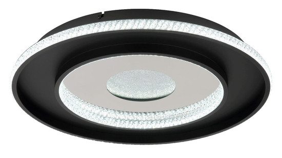 Globo LED Deckenleuchte Marsh 30W dimmbar Fernbedienung CCT warm-/tageslichtweiss Schwarz matt klar Metall Kunststoffkristalle Ø52,5cm