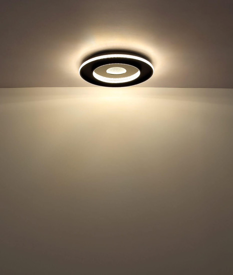 Globo LED Deckenleuchte Marsh 30W dimmbar Fernbedienung CCT warm-/tageslichtweiss Schwarz matt klar Metall Kunststoffkristalle Ø52,5cm