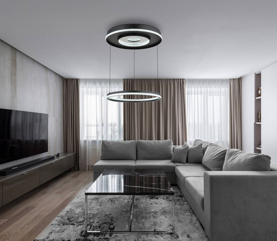 Globo Marsh LED Hängeleuchte 54W CCT Schwarz Matt, Metall Fernbedienung Nachtlicht Memoryfunktion Ø60cm 48041H